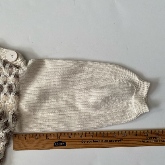 STEFANEL Winter Sweater Women, Light Color cream , white size M Honeycomb design - Picture 10 of 16